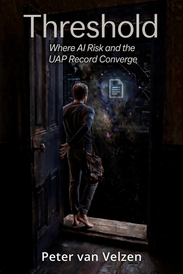 Cover of Threshold: Where AI Risk and the UAP Record Converge, by Peter van Velzen